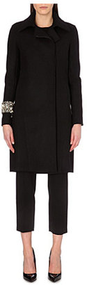 Victoria Beckham Embellished-cuff wool-blend coat