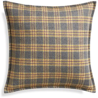 Crate & Barrel Mustard Plaid 20" Pillow with Feather Insert