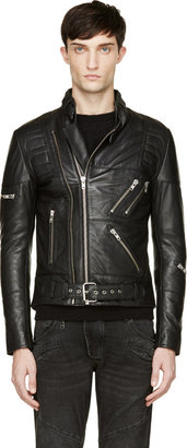 Surface to Air Black Leather Double Zip Takashi Biker Jacket