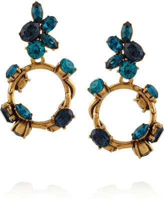 Oscar de la Renta Gold-tone crystal earrings