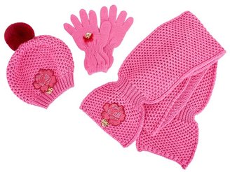 Miss Blumarine 3 Piece Pink Hat, Scarf & Gloves Set