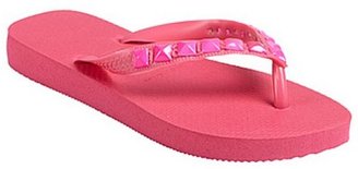 Dini's Los Angeles Los Angeles hot pink rubber pyramid studded thong flip-flops