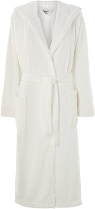 Linea Fleece robe with hood in white m/l