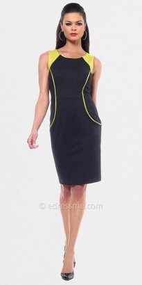 NUE by Shani Yellow and Heather Side Piped Sheath Dress
