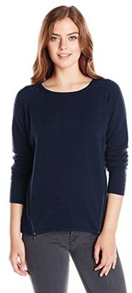 Design History Women's 100% Cashmere Zippered Pullover Sweater