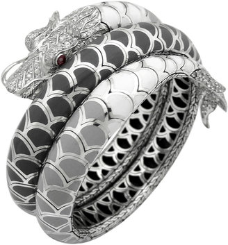 John Hardy Naga Enamel Ombre Coil Bracelet with Pave White Sapphires