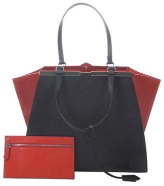 Fendi tabacco and blue rust leather '3Jours' trapeze bag