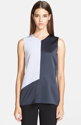 Narciso Rodriguez Colorblock Silk Charmeuse Top