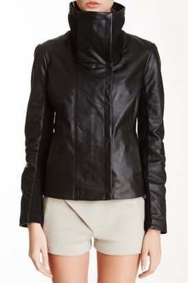 Dawn Levy Wide Collar Leather Jacket
