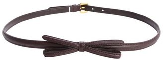 Prada bordeaux leather skinny bow belt