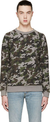 Saint Laurent Grey & Green Camouflage Sweatshirt