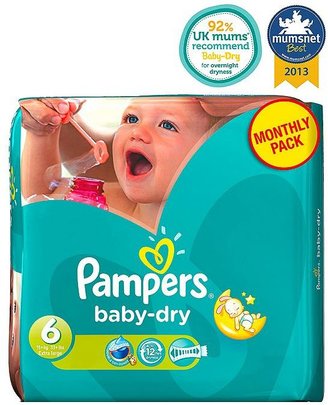 Pampers Baby-Dry Nappies Size 6 Monthly Pack  - 124 Nappies