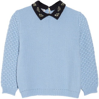 Miu Miu Jewel-collared chunky-knit wool sweater