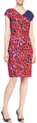 Escada Radiant-Seam Leopard Dress, Garnet Red