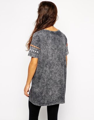 ASOS COLLECTION Acid Wash T-Shirt with Solstice Print