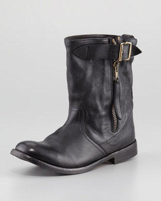Burberry Slouchy Shearling-Lined Moto Boot