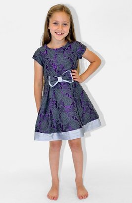 Us Angels Floral Brocade Cap Sleeve Dress (Toddler Girls & Little Girls)