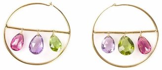 Marie Helene De Taillac 22kt gold drop gemstone hoop earrings