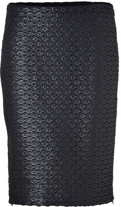 Diane von Furstenberg Black Clover Lace Pencil Skirt