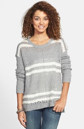 Sun & Shadow Stripe Bouclé Sweater (Juniors)