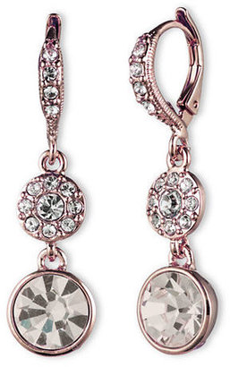 Givenchy Rose Gold Tone and Swarovski Crystal Double Drop Earrings