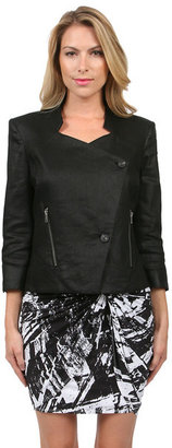 Helmut Lang Glossy Linen Twill Jacket in Black Women