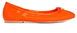 Sam Edelman Leather Neon Orange Patent Flat Shoes - Orange
