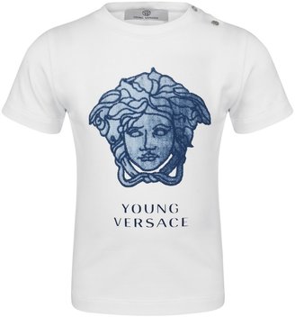 Versace Baby Boys White & Blue Medusa Print Top