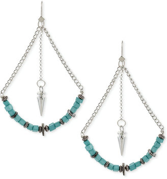 Steve Madden Silver-Tone Mixed Bead and Chain Spike Drop Earrings