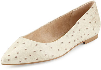 Seychelles Wellknown Ostrich-Embossed Leather Flat, Light Gray