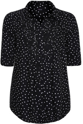 Yours Clothing Black And White Polka Dot Print Shirt With Sequin Detail