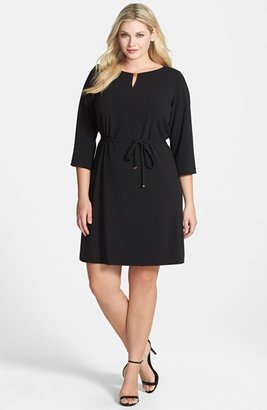 Tahari by Arthur S. Levine Tahari by ASL Keyhole Neck Belted Dress (Plus Size)