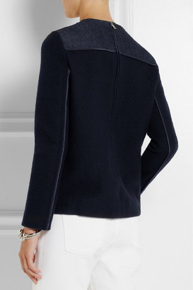 Victoria Beckham Denim-paneled wool top