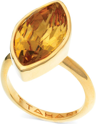 T Tahari Gold-Tone Crystal Navette Ring