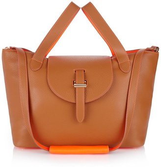 Meli-Melo Bags Tan Thela Medium Bag with Neon Red Detailing