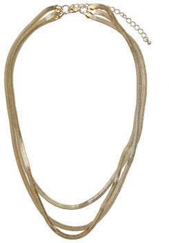 Topshop Womens Flat Snake Chain Multi Row Necklace - Gold
