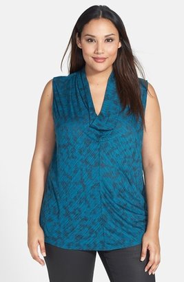 Sejour 'Misty' Sleeveless Space Dye Cowl Neck Top (Plus Size)