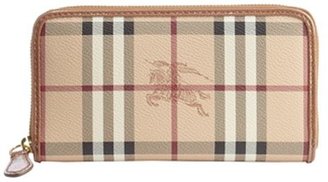 Burberry camel coated canvas 'Haymarket Check' continental wallet