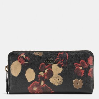 Coach Accordion Zip Wallet In Floral Print Leather