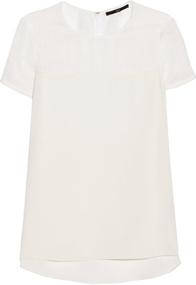 Tibi Open-knit and crepe top