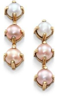 Aesa Luxor 6MM Lavender, Pink & White Freshwater Pearl Linear Earrings