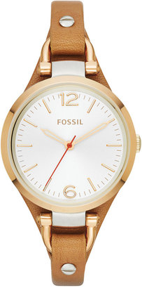 Fossil Women's Georgia Brown Leather Strap Watch 26mm ES3565