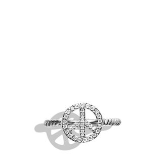 David Yurman Cable Collectibles Peace Sign Ring with Diamonds