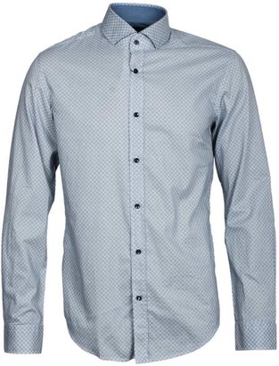 BOSS Mason 4 Grey Squar Line Patterned Slim Fit Shirt