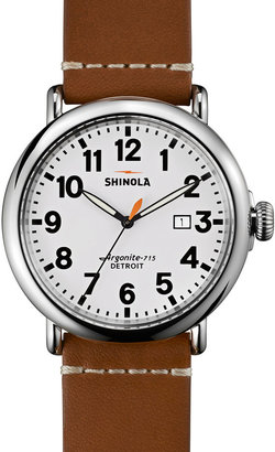 Shinola 47mm Runwell Leather Watch, Brown
