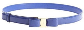Ferragamo blue patent leather bow detail 'Miss Vara' skinny belt