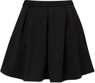 Topshop Black Ribbed Pleated Skirt