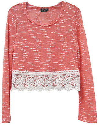 2 HIP Girls 7-16 Textured Top with Knit Lace Hem