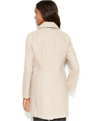 London Fog Petite Single-Breasted Wool-Blend Coat with Scarf