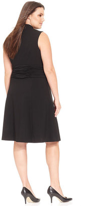 Calvin Klein Size Sleeveless Ruched-Waist Dress